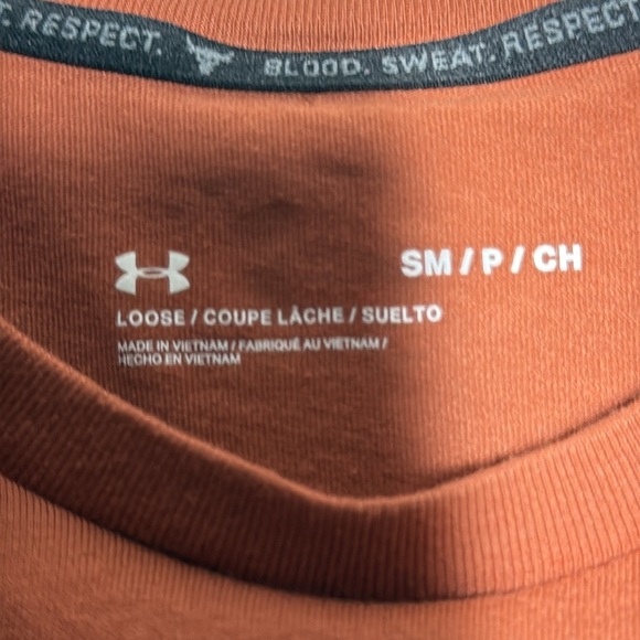 Project Rock Shirt Orange Small Under Armour Iron Paradise Loose Fit Gym Tee - Picture 2 of 4